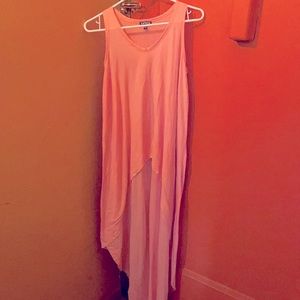 Cotton shirt, short front, long back in pink